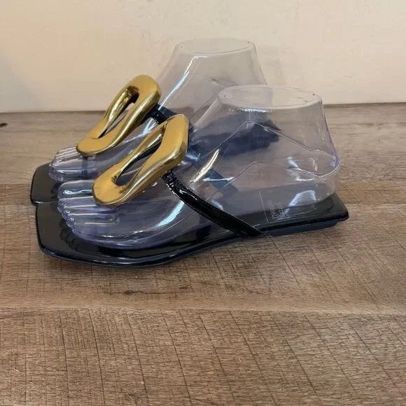 Jeffrey Campbell Linques Jelly Ornament Flat Sandals women’s size 6 shoes Anthro - Picture 3 of 5